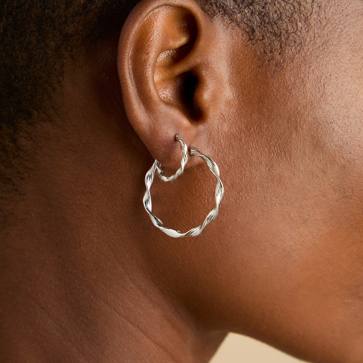 Earrings - Twist Large Hoops in Silver - Hoops - Astrid &amp; Miyu