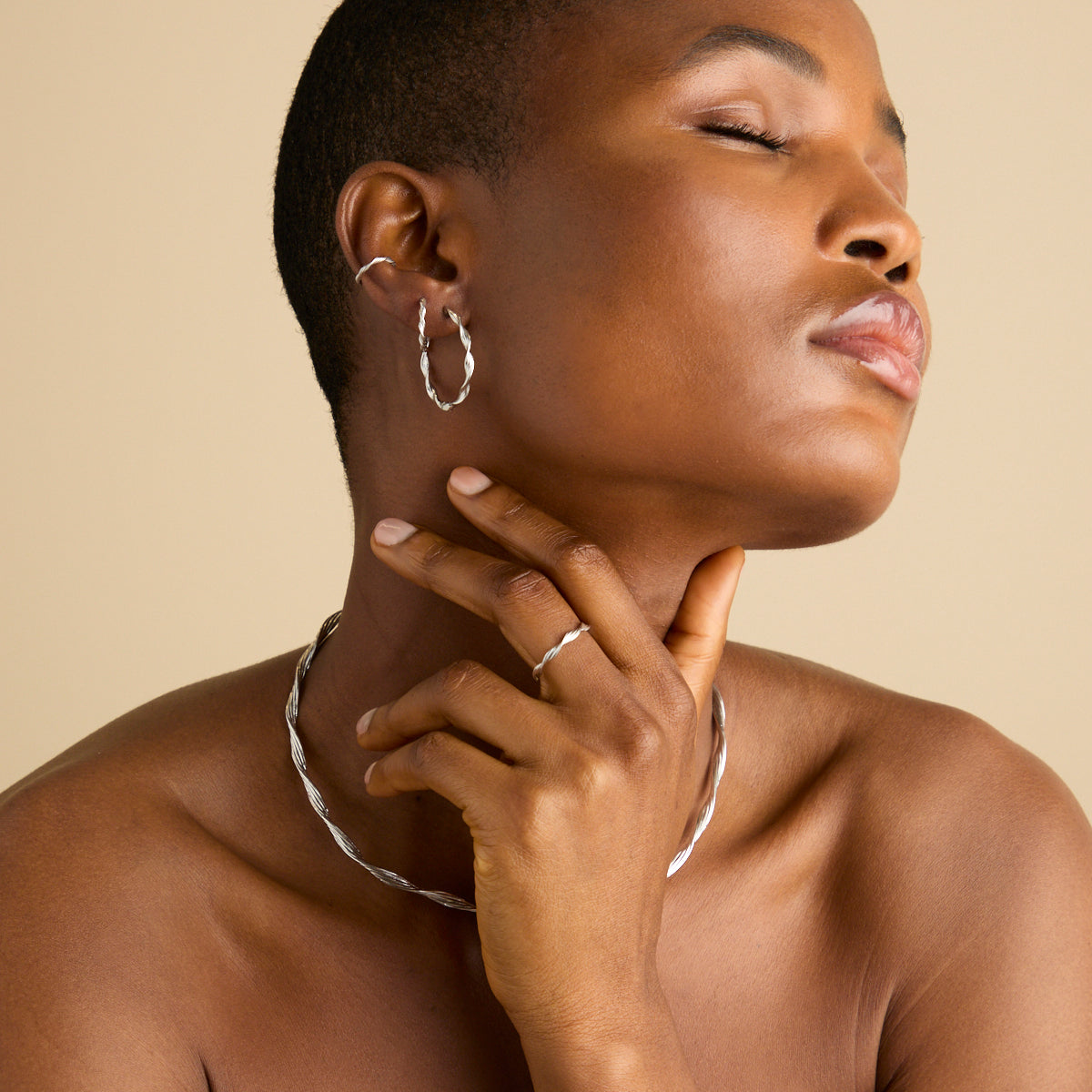 Earrings - Twist Large Hoops in Silver - Hoops - Astrid &amp; Miyu