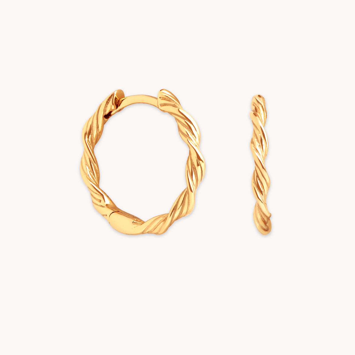 18k Gold Plated Jewellery - Twist Small Hoops in Gold - Hoops - Astrid &amp; Miyu