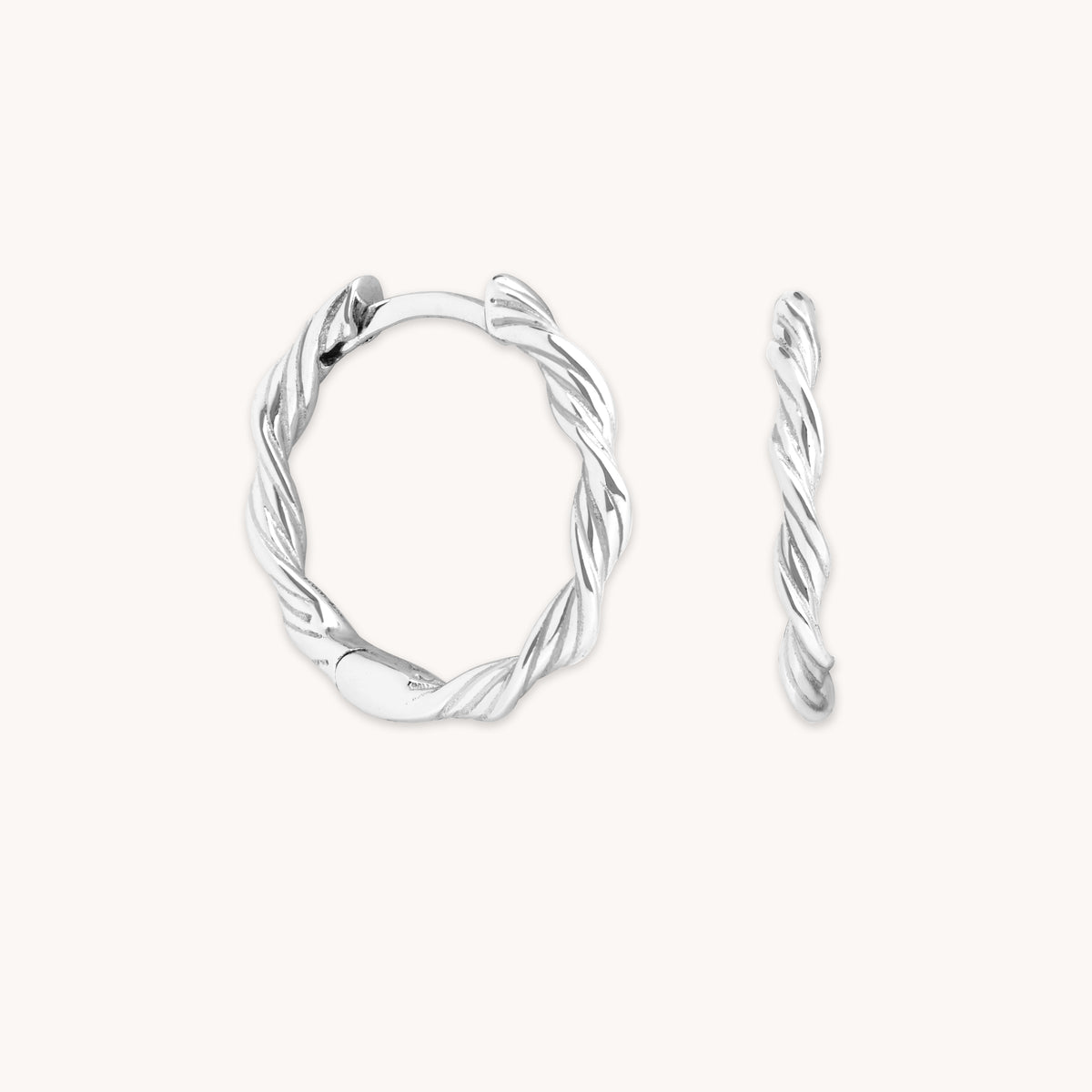 Charm Compatible Hoops - Twist Small Hoops in Silver - Hoops - Astrid &amp; Miyu