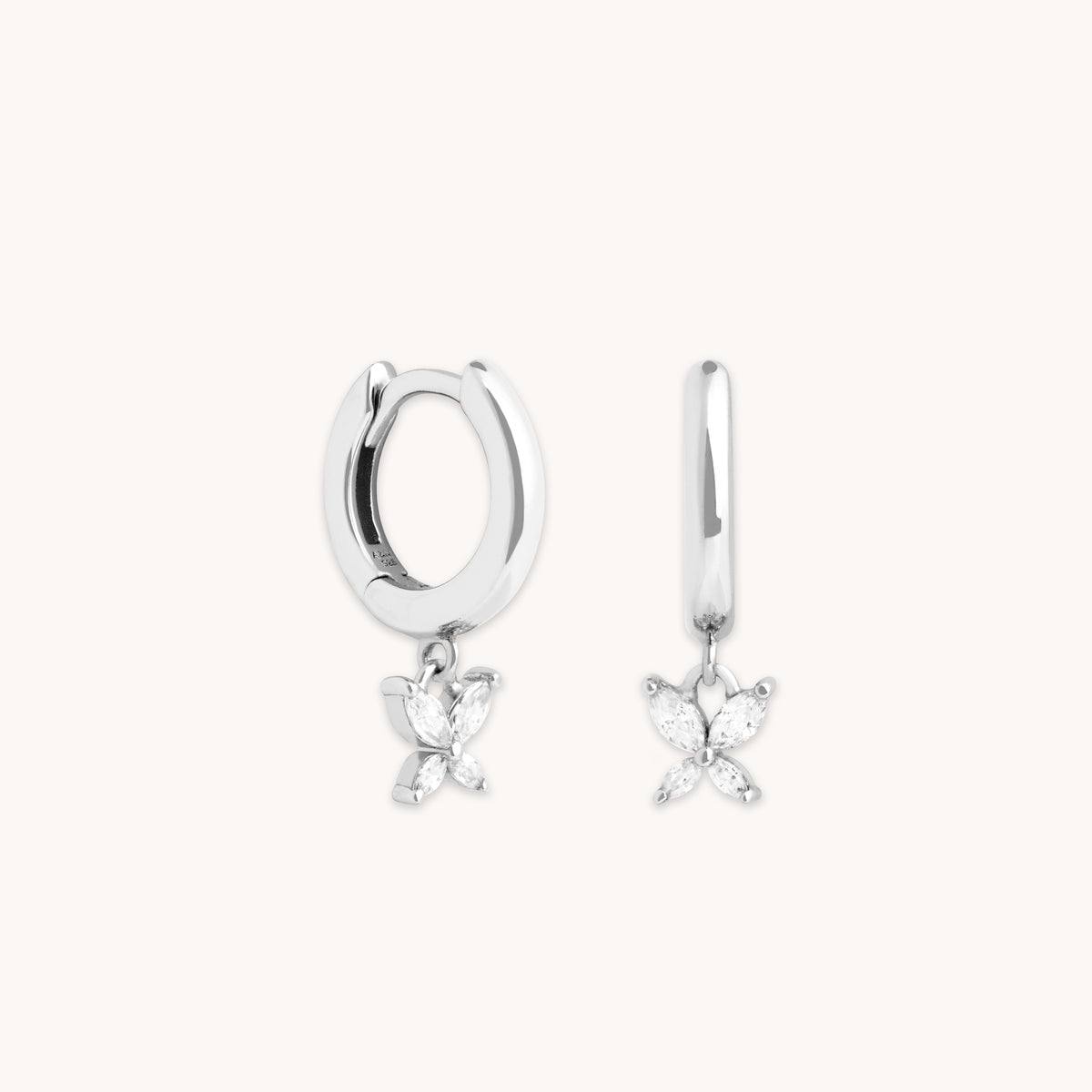 A&M Junior Collection - Butterfly Charm Huggies in Silver - Huggies - Astrid &amp; Miyu
