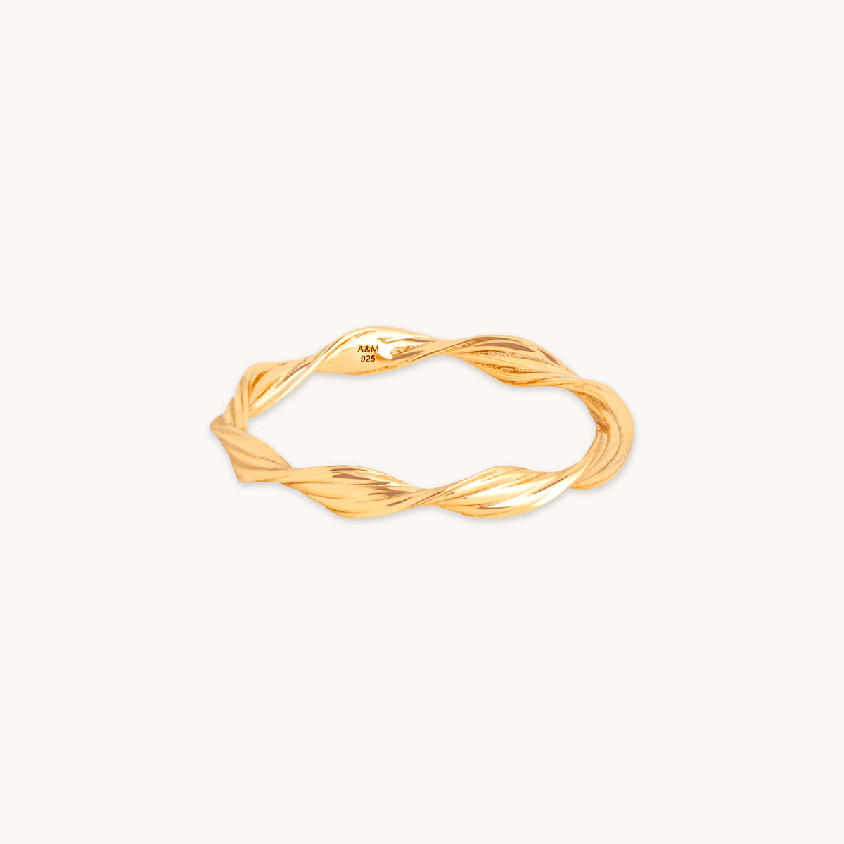 18k Gold Plated Jewellery - Twist Band Ring in Gold - Band Ring - Astrid &amp; Miyu