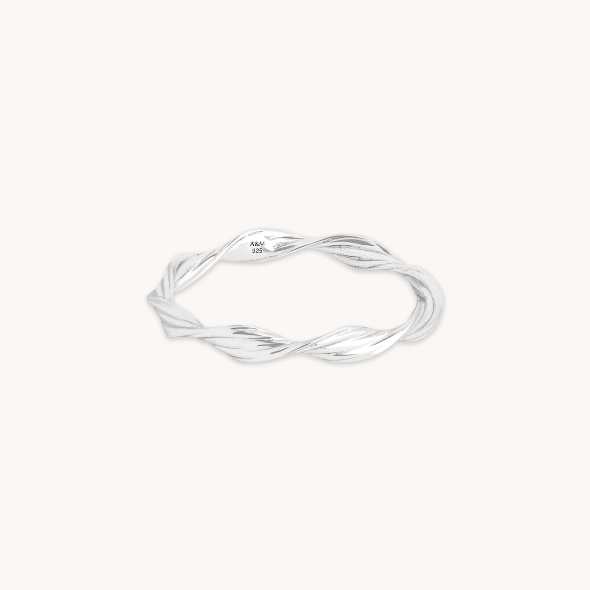 Recycled Sterling Silver Jewellery - Twist Band Ring in Silver - Band Ring - Astrid &amp; Miyu