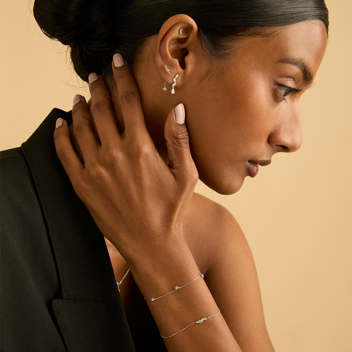 Ear Curation Chain™ - Star Ear Curation Chain™ in Solid White Gold - Piercing Chains - Astrid &amp; Miyu
