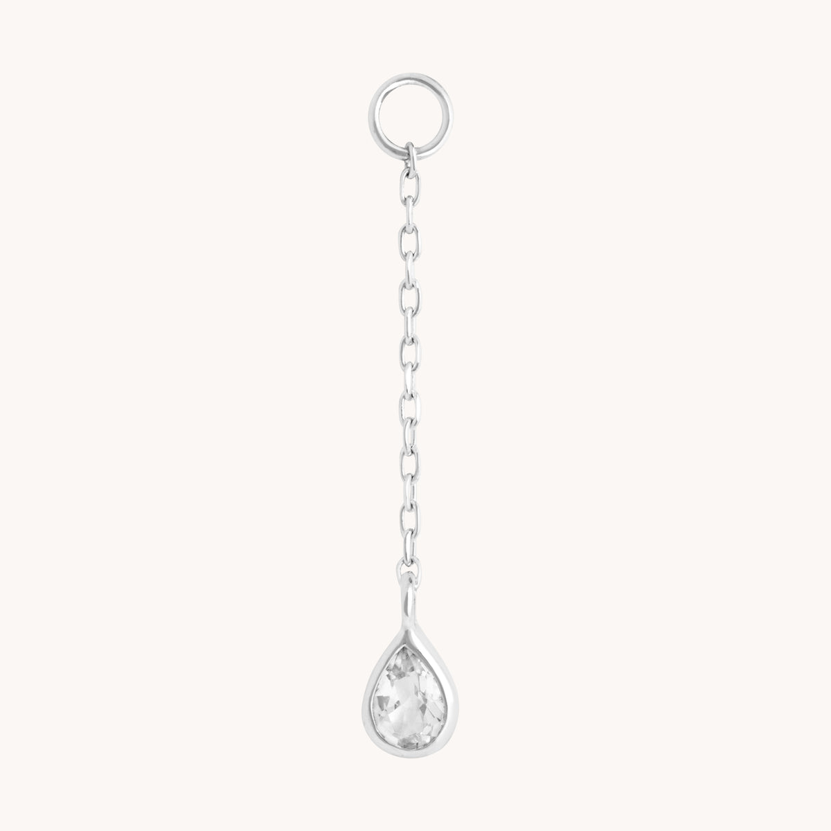 April White Topaz - White Topaz Ear Curation Chain™ in Solid White Gold - Product Piercings - Astrid &amp; Miyu
