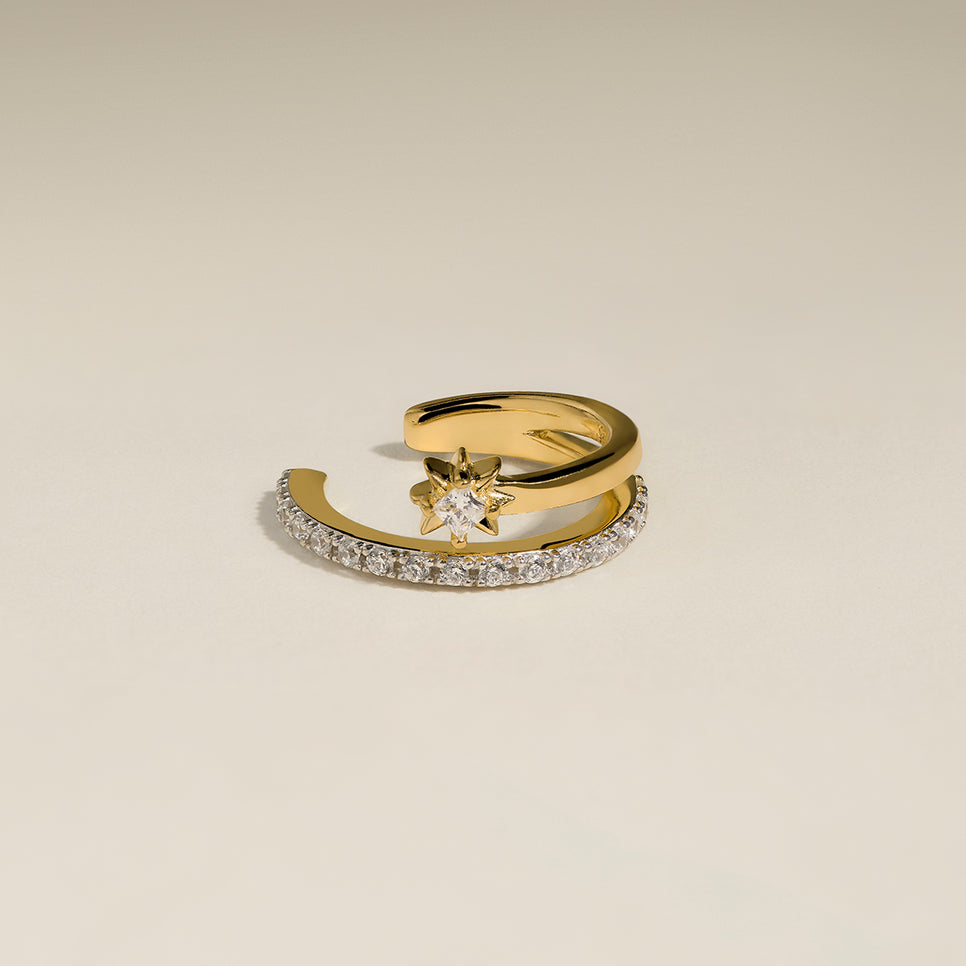 Cosmic Illusion Crystal Ear Cuff in Gold-Astrid &amp; Miyu