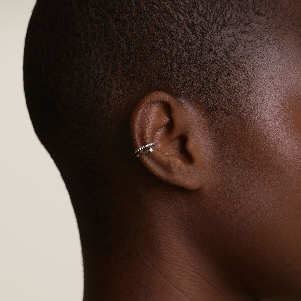 Cosmic Illusion Crystal Ear Cuff in Silver-Astrid &amp; Miyu
