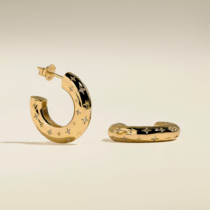 Cosmic Star Dome Hoops in Gold-Astrid &amp; Miyu