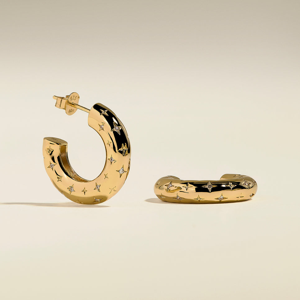 Cosmic Star Dome Hoops in Gold-Astrid &amp; Miyu