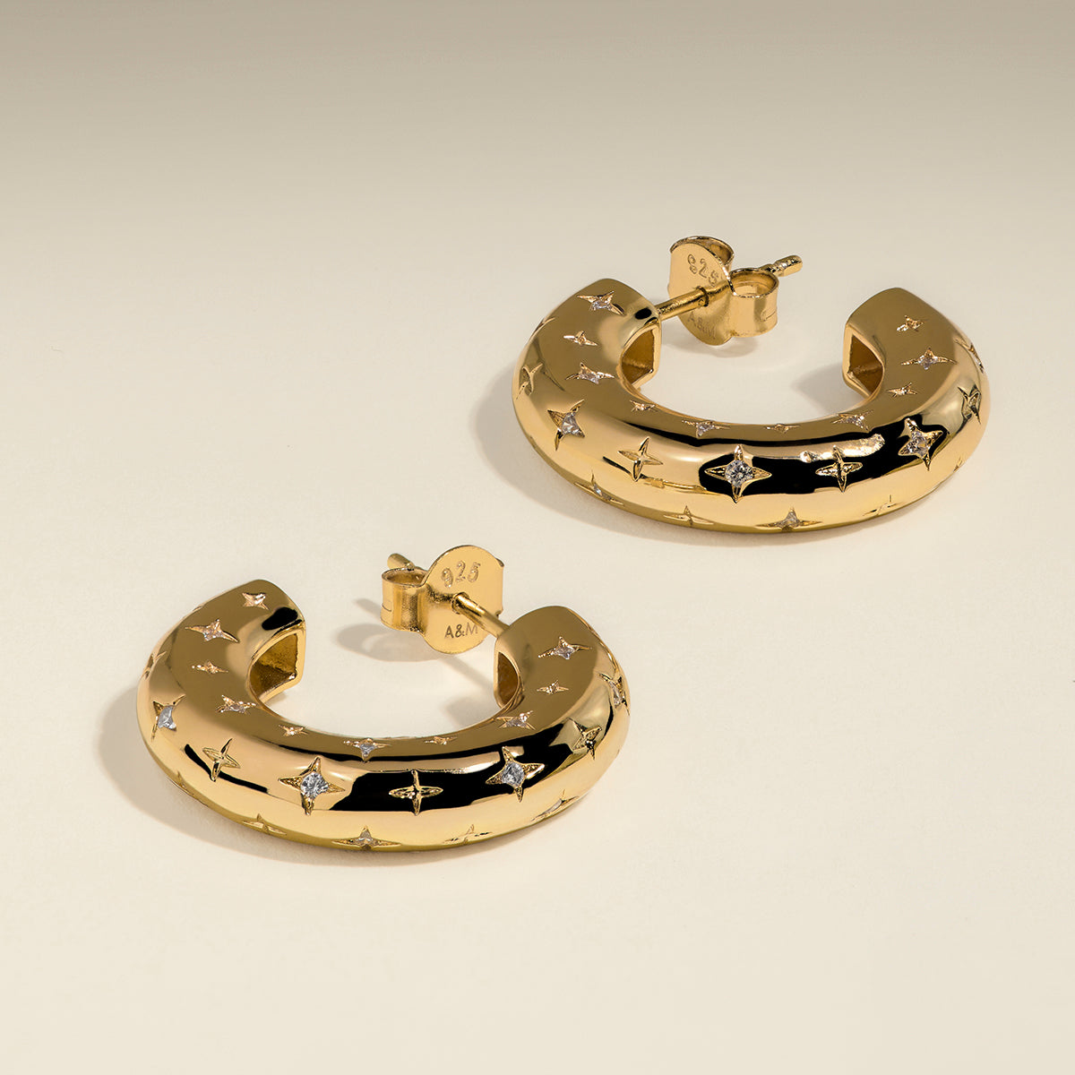 Cosmic Star Dome Hoops in Gold-Astrid &amp; Miyu