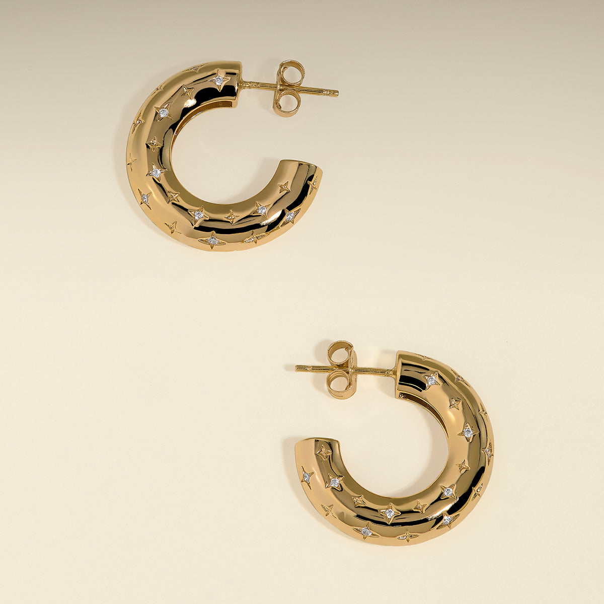 Cosmic Star Dome Hoops in Gold-Astrid &amp; Miyu
