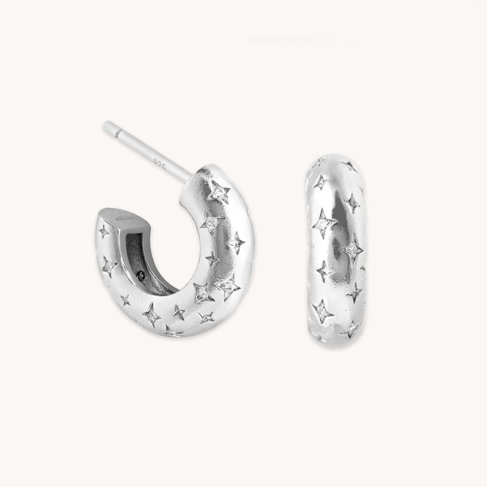 Earrings - Cosmic Dome Small Hoops in Silver - Hoop Earrings - Astrid &amp; Miyu