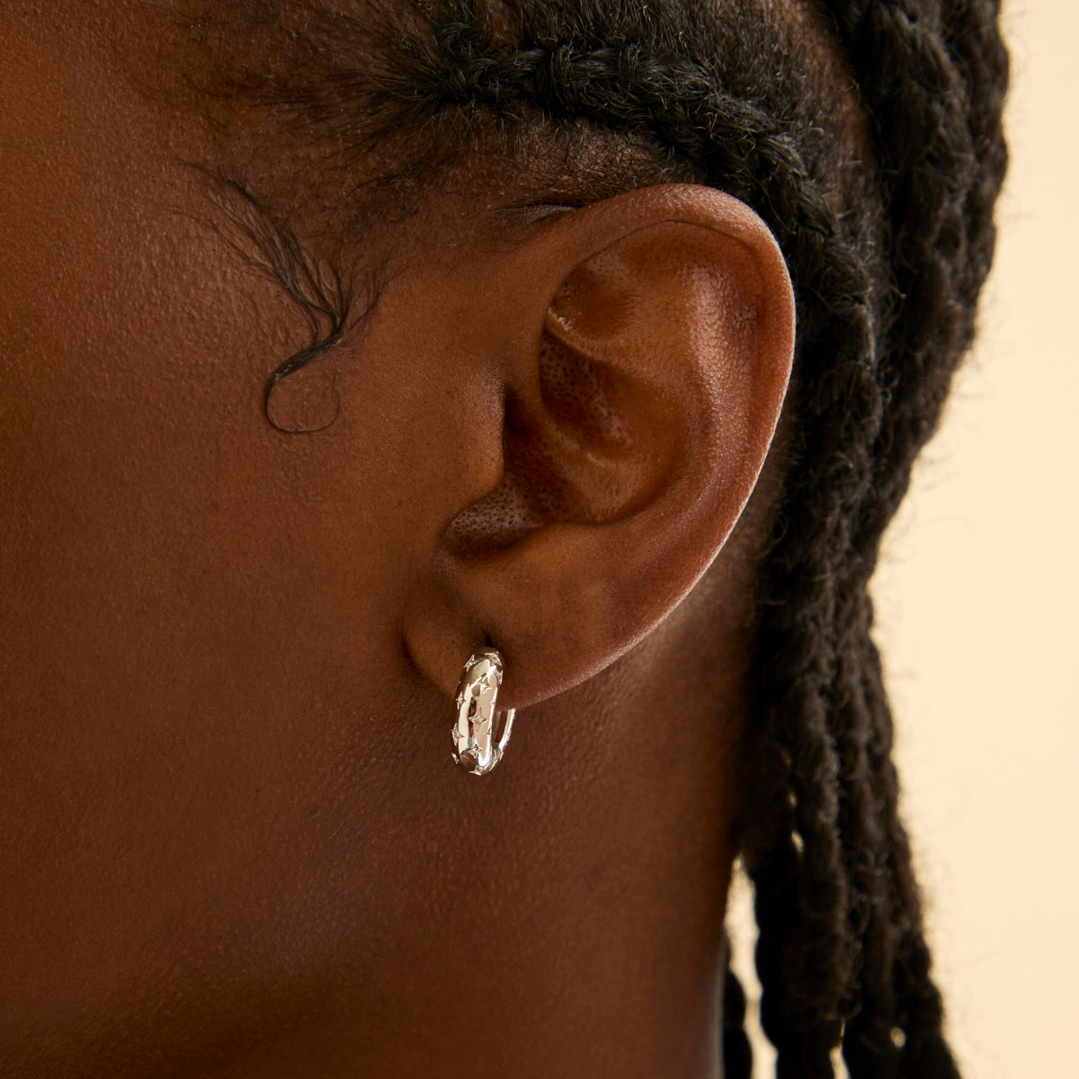 Earrings - Cosmic Dome Small Hoops in Silver - Hoop Earrings - Astrid &amp; Miyu