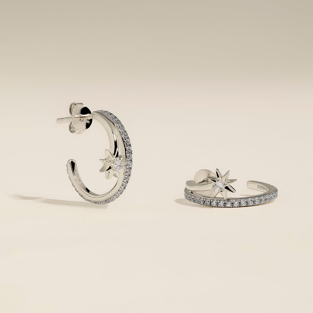 Cosmic Illusion Crystal Hoops in Silver-Astrid &amp; Miyu