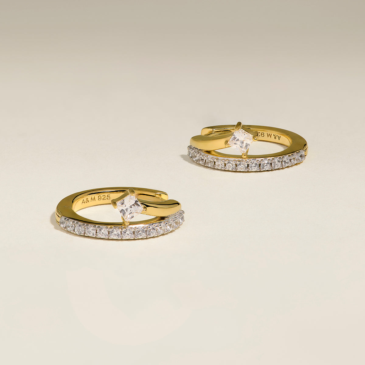 Pavé Crystal Illusion Huggies in Gold-Astrid &amp; Miyu