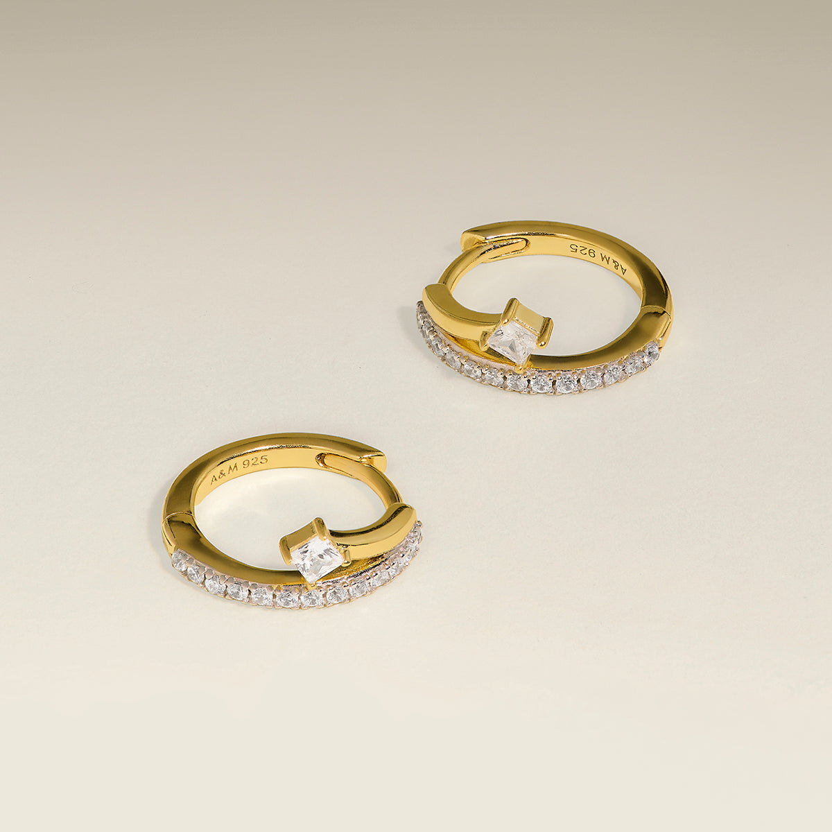 Pavé Crystal Illusion Huggies in Gold-Astrid &amp; Miyu