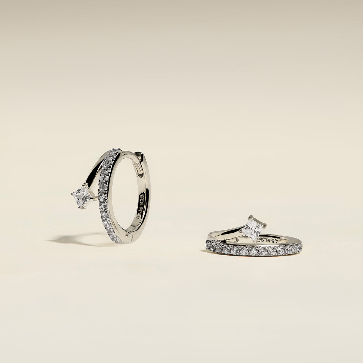 Pavé Crystal Illusion Huggies in Silver-Astrid &amp; Miyu