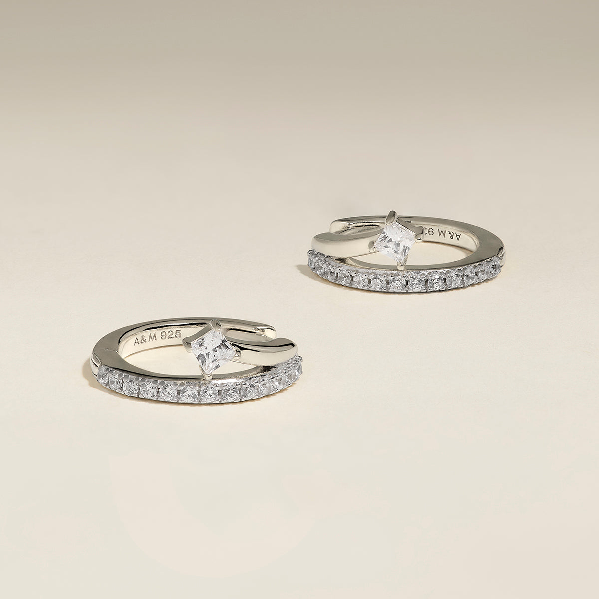 Pavé Crystal Illusion Huggies in Silver-Astrid &amp; Miyu
