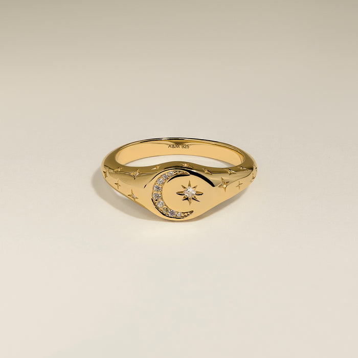 Cosmic Signet Ring in Gold-Astrid &amp; Miyu