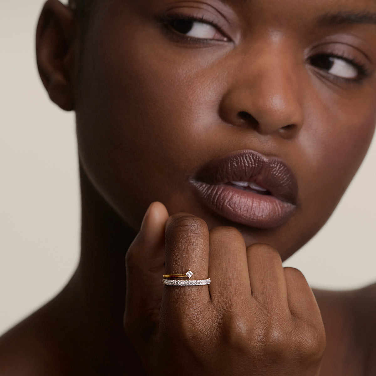 Pavé Crystal Illusion Ring in Gold-Astrid &amp; Miyu