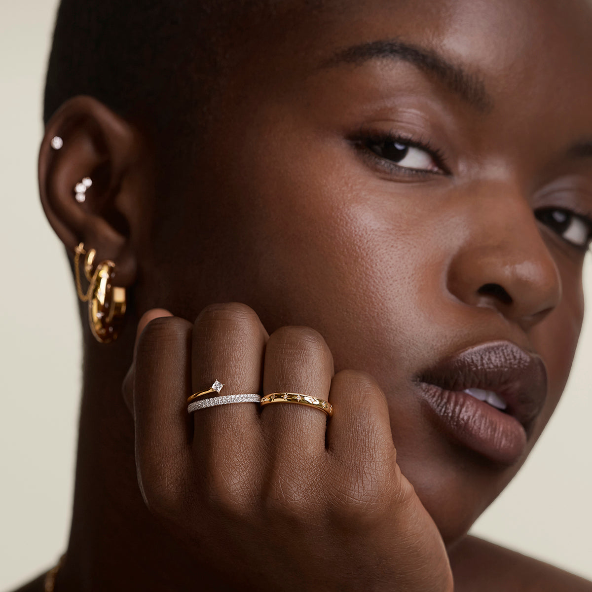 Pavé Crystal Illusion Ring in Gold-Astrid &amp; Miyu