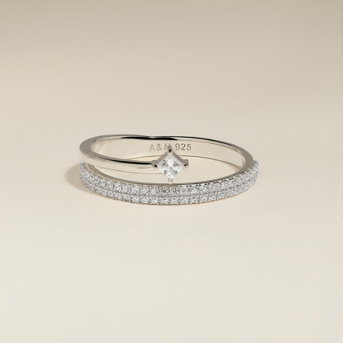 Pavé Crystal Illusion Ring in Silver-Astrid &amp; Miyu