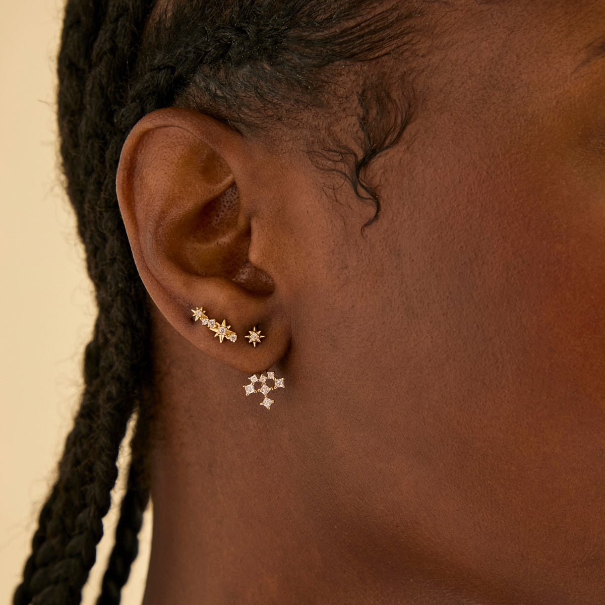 18k Gold Plated Jewellery - Cosmic Crystal Climber Stud Earrings in Gold - Stud Earrings - Astrid &amp; Miyu