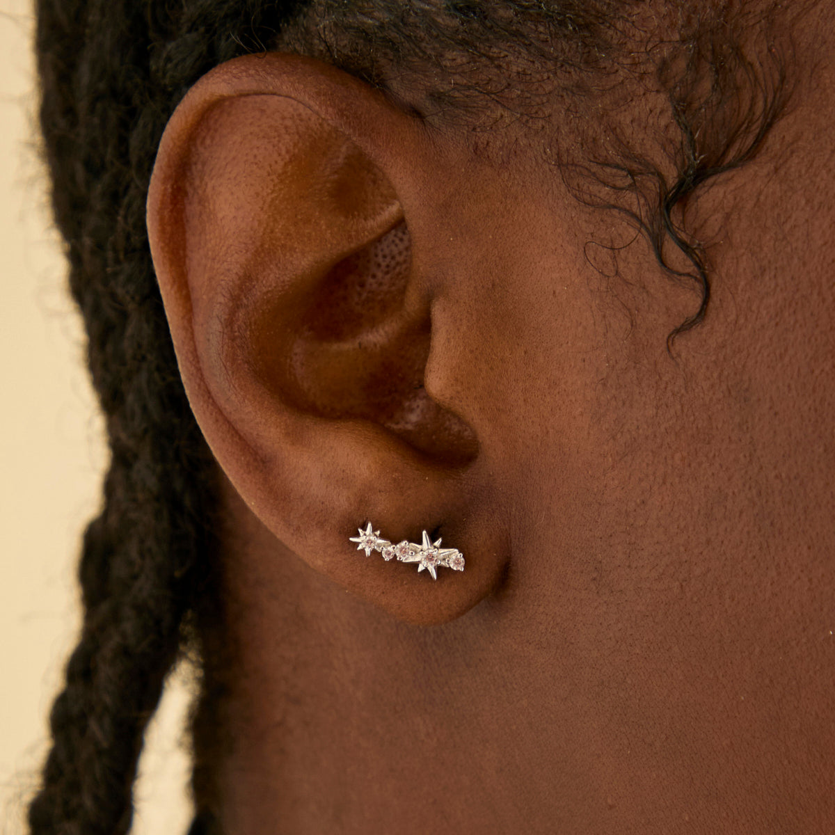 Climber Earrings - Cosmic Crystal Climber Stud Earrings in Silver - Stud Earrings - Astrid &amp; Miyu