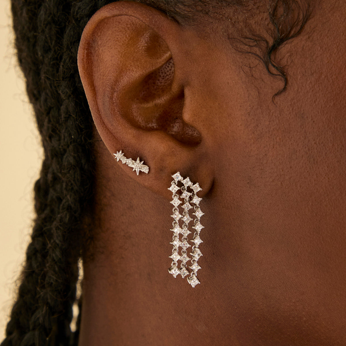 Climber Earrings - Cosmic Crystal Climber Stud Earrings in Silver - Stud Earrings - Astrid &amp; Miyu