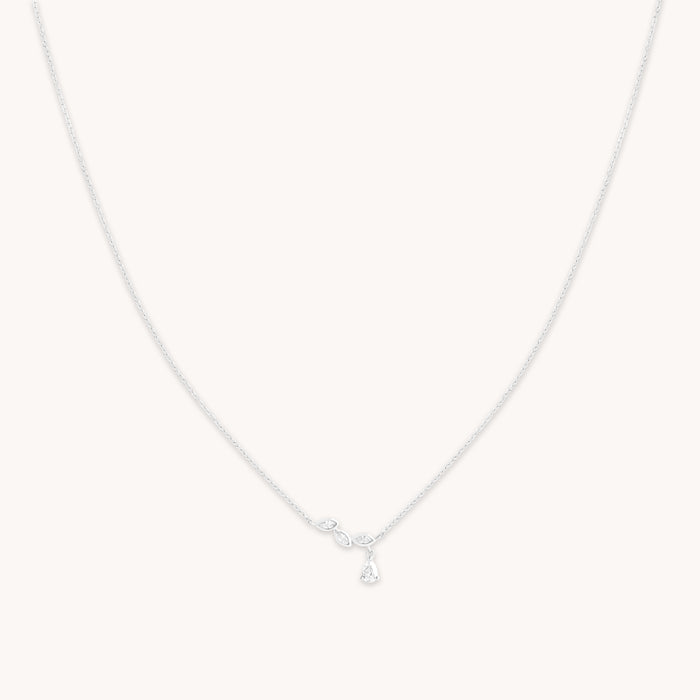 Gold Necklaces - Diamond Marquise Drop Pendant Necklace in Solid White Gold - Pendant Necklaces - Astrid &amp; Miyu