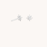 April White Topaz - White Topaz Star Studs in Solid White Gold - Stud Earrings - Astrid &amp; Miyu