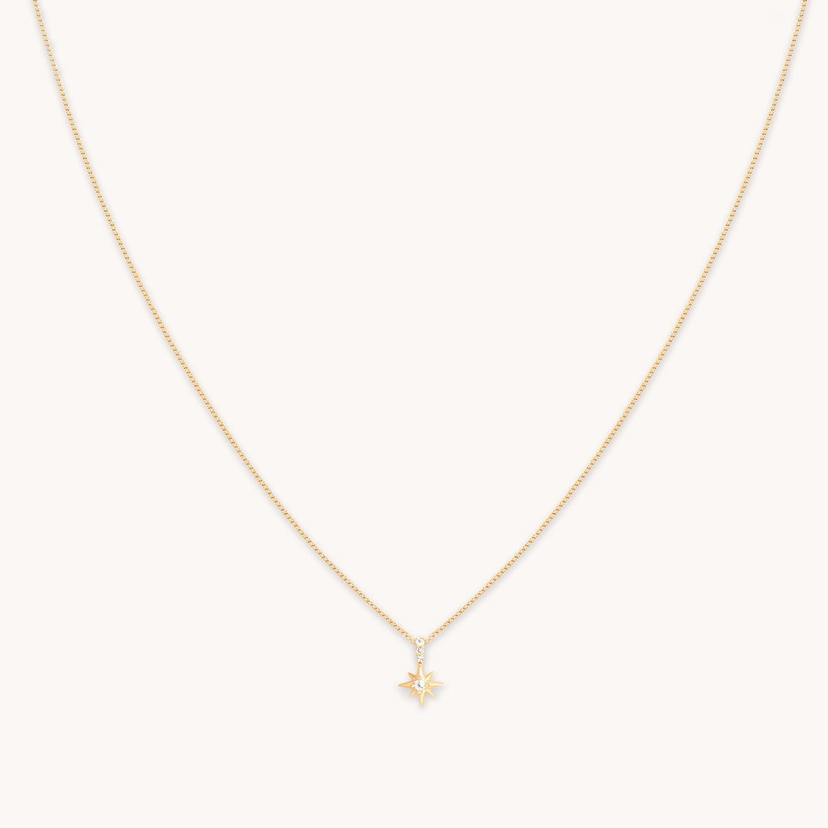 April White Topaz - White Topaz Star Pendant Necklace in Solid Gold - Pendant Necklaces - Astrid &amp; Miyu