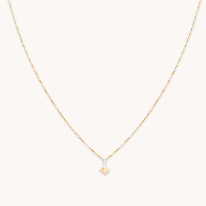 April White Topaz - White Topaz Star Pendant Necklace in Solid Gold - Pendant Necklaces - Astrid &amp; Miyu
