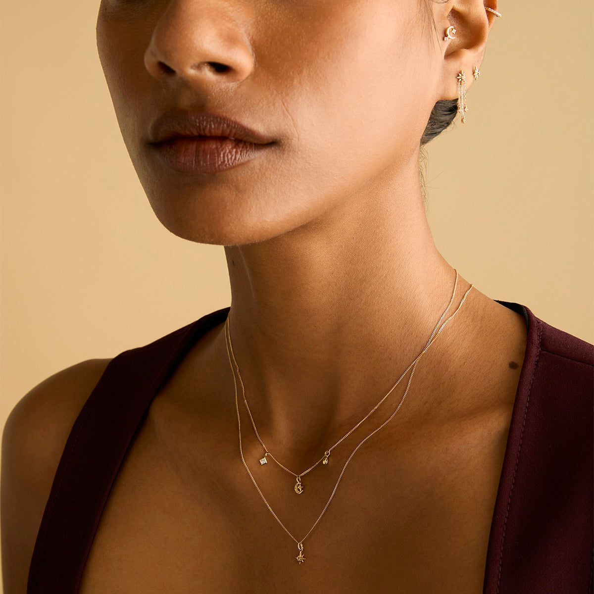 April White Topaz - White Topaz Star Pendant Necklace in Solid Gold - Pendant Necklaces - Astrid &amp; Miyu