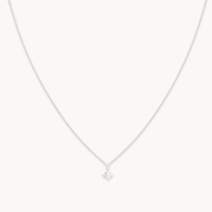 April White Topaz - White Topaz Star Pendant Necklace in Solid White Gold - Pendant Necklaces - Astrid &amp; Miyu