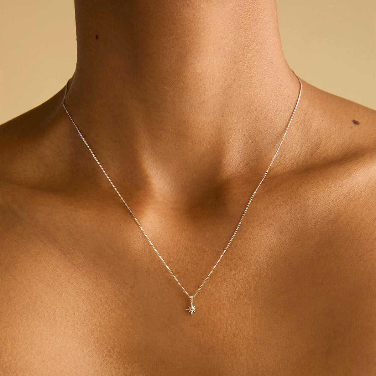 April White Topaz - White Topaz Star Pendant Necklace in Solid White Gold - Pendant Necklaces - Astrid &amp; Miyu