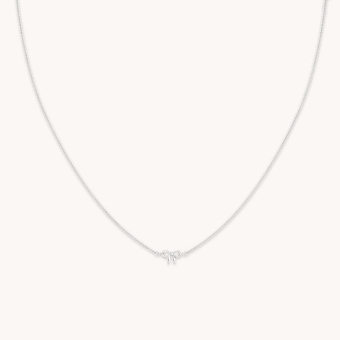 Charm Necklaces - Bow Charm Necklace in Solid White Gold - Charm Necklace - Astrid &amp; Miyu