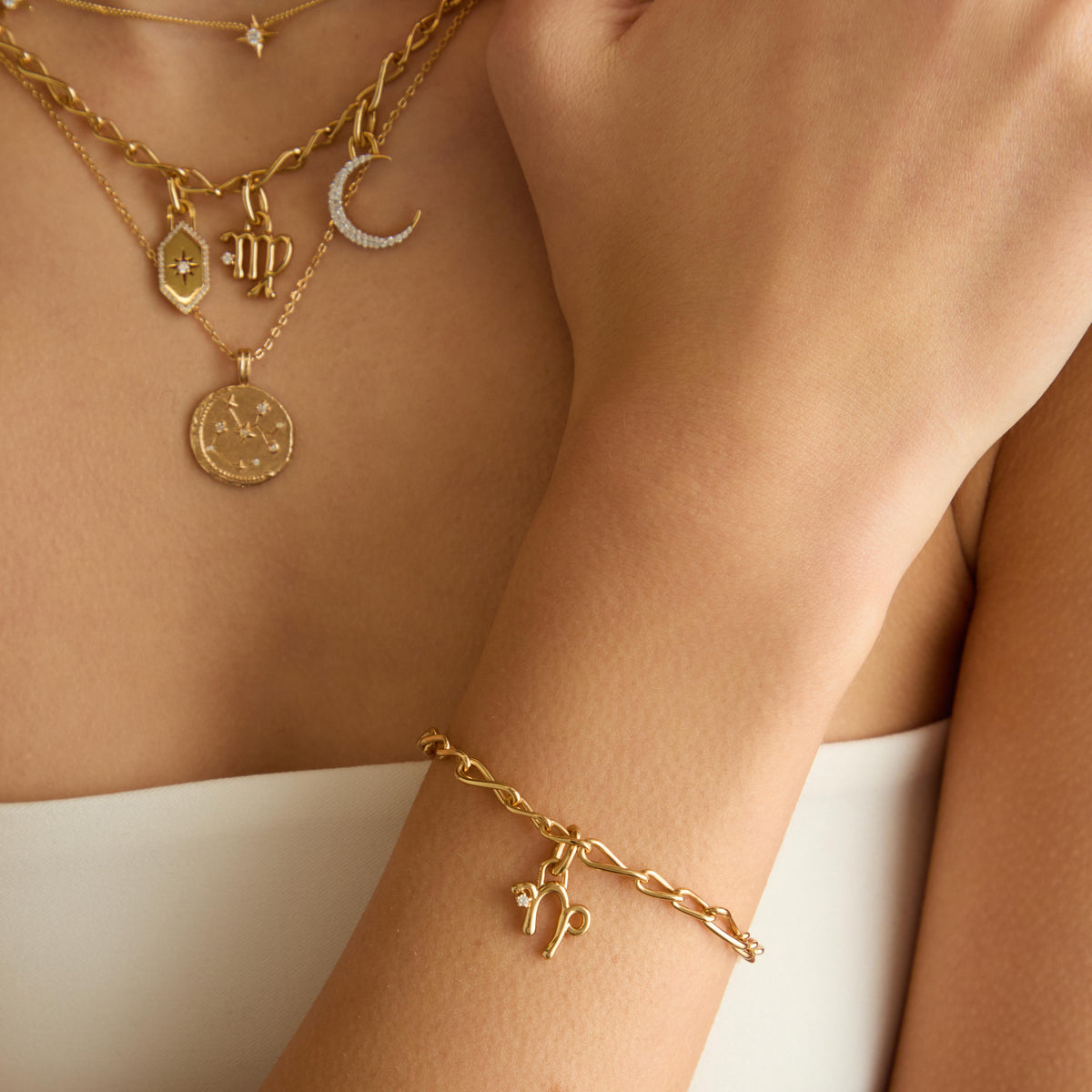 18k Gold Plated Jewellery - Capricorn Zodiac Talisman Charm in Gold - Talisman Charm - Astrid &amp; Miyu