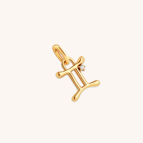 18k Gold Plated Jewellery - Gemini Zodiac Talisman Charm in Gold - Talisman Charm - Astrid &amp; Miyu