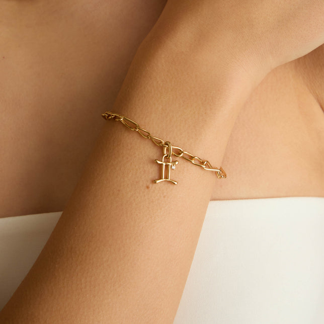 18k Gold Plated Jewellery - Gemini Zodiac Talisman Charm in Gold - Talisman Charm - Astrid &amp; Miyu