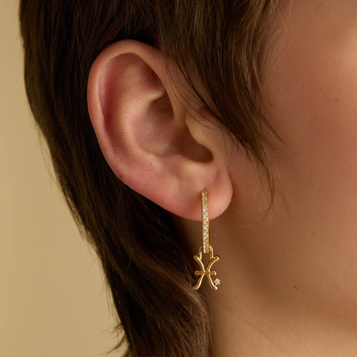18k Gold Plated Jewellery - Pisces Zodiac Talisman Charm in Gold - Talisman Charm - Astrid &amp; Miyu