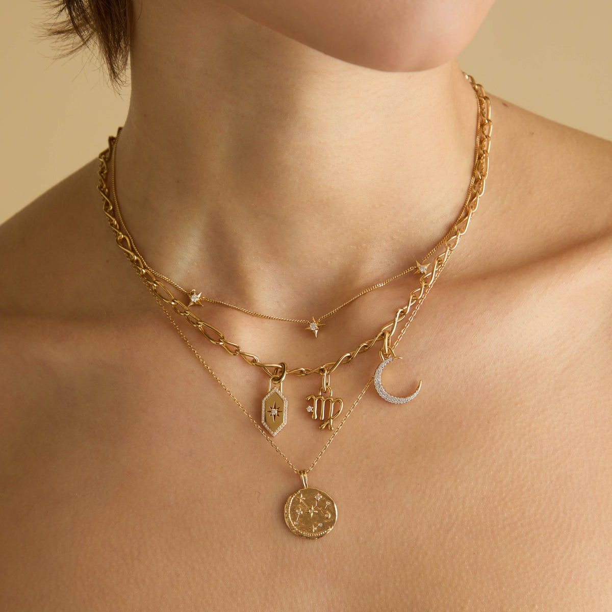 18k Gold Plated Jewellery - Virgo Zodiac Talisman Charm in Gold - Talisman Charm - Astrid &amp; Miyu