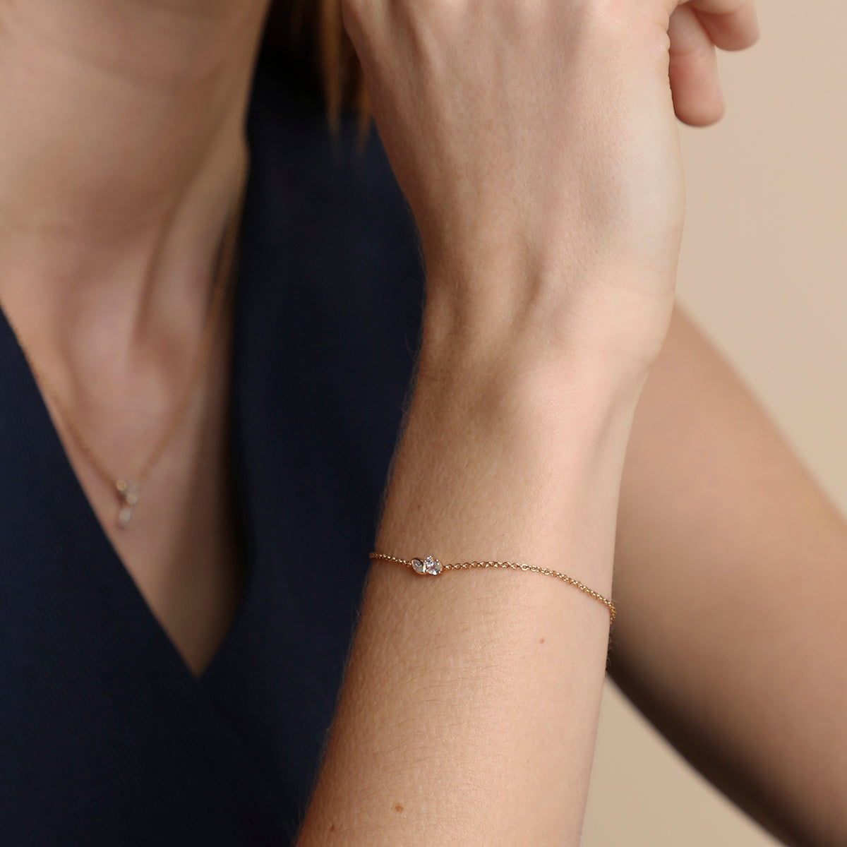 Crystal Cluster Pendant Bracelet in Gold-Astrid &amp; Miyu