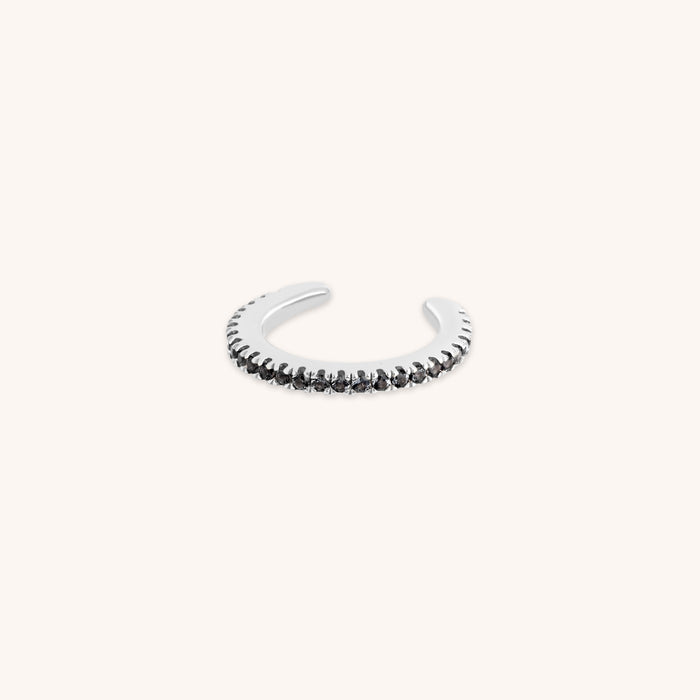Black Pavé Ear Cuff in Silver-Astrid &amp; Miyu