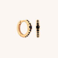 Black Crystal Graduated Huggies in Gold-Astrid &amp; Miyu