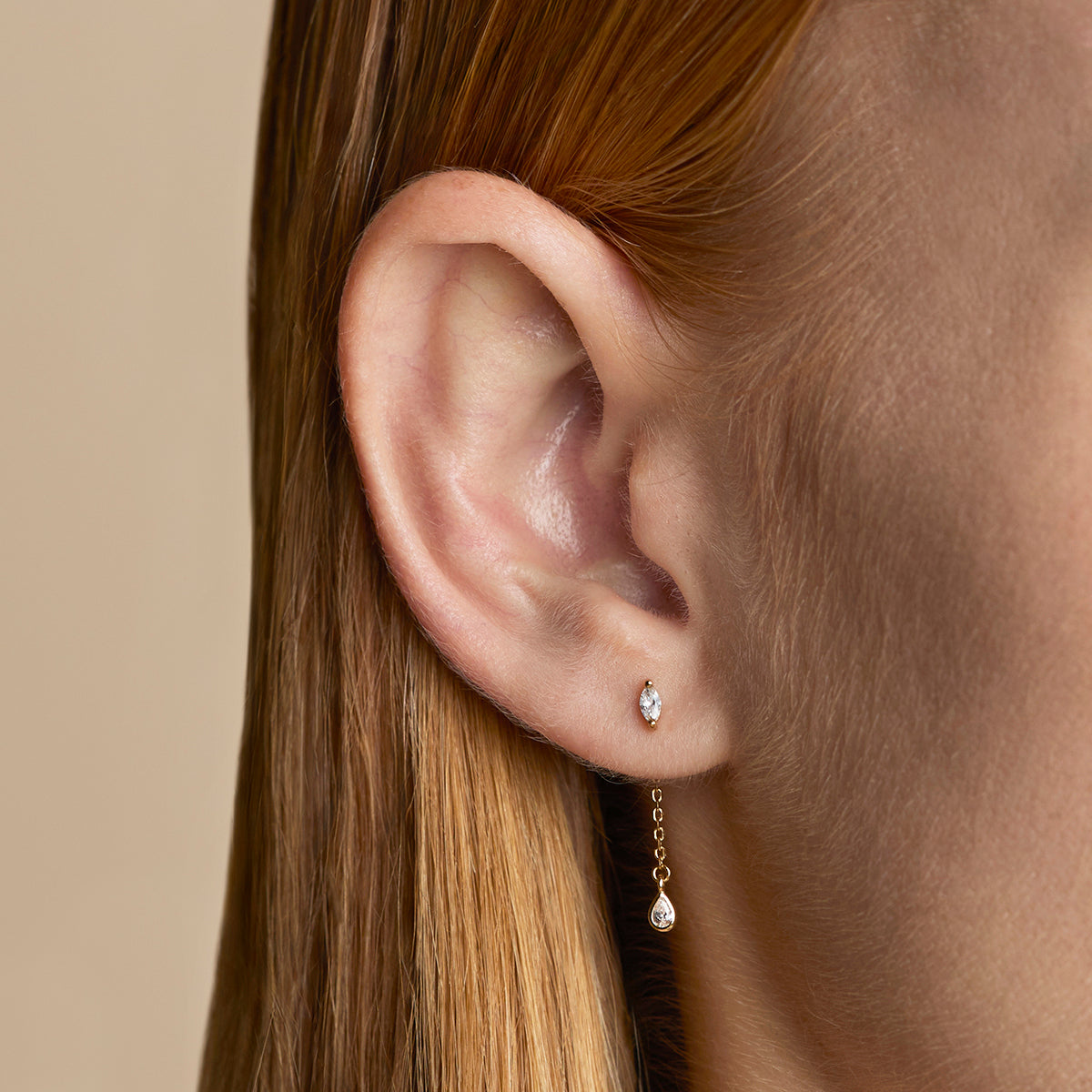 Navette Drop Studs in Gold-Astrid &amp; Miyu