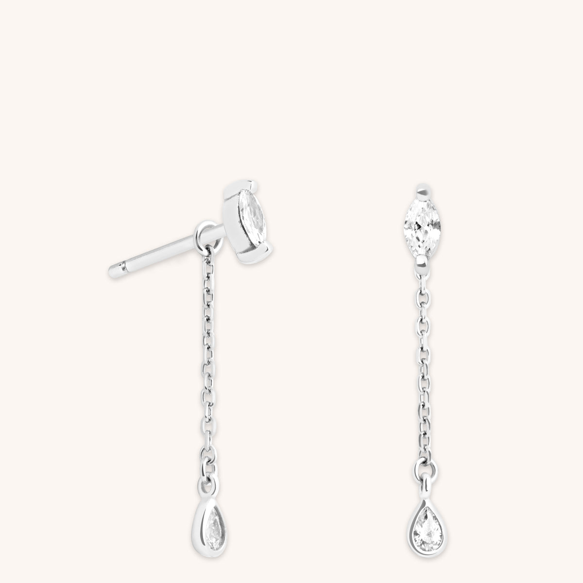 Navette Drop Studs in Silver-Astrid &amp; Miyu