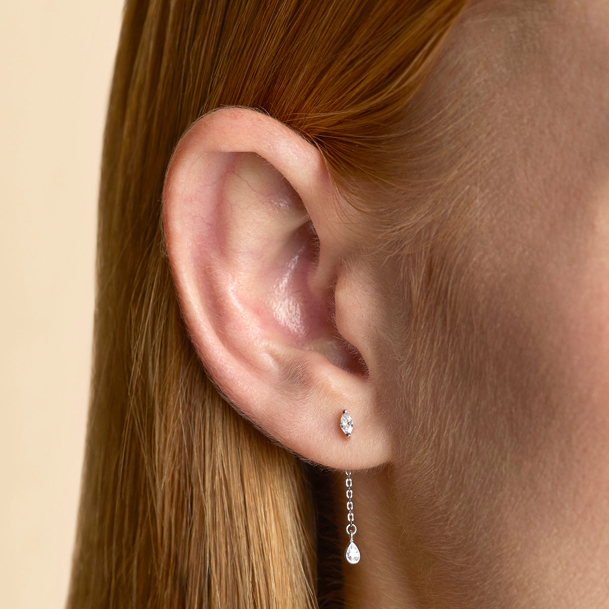 Navette Drop Studs in Silver-Astrid &amp; Miyu