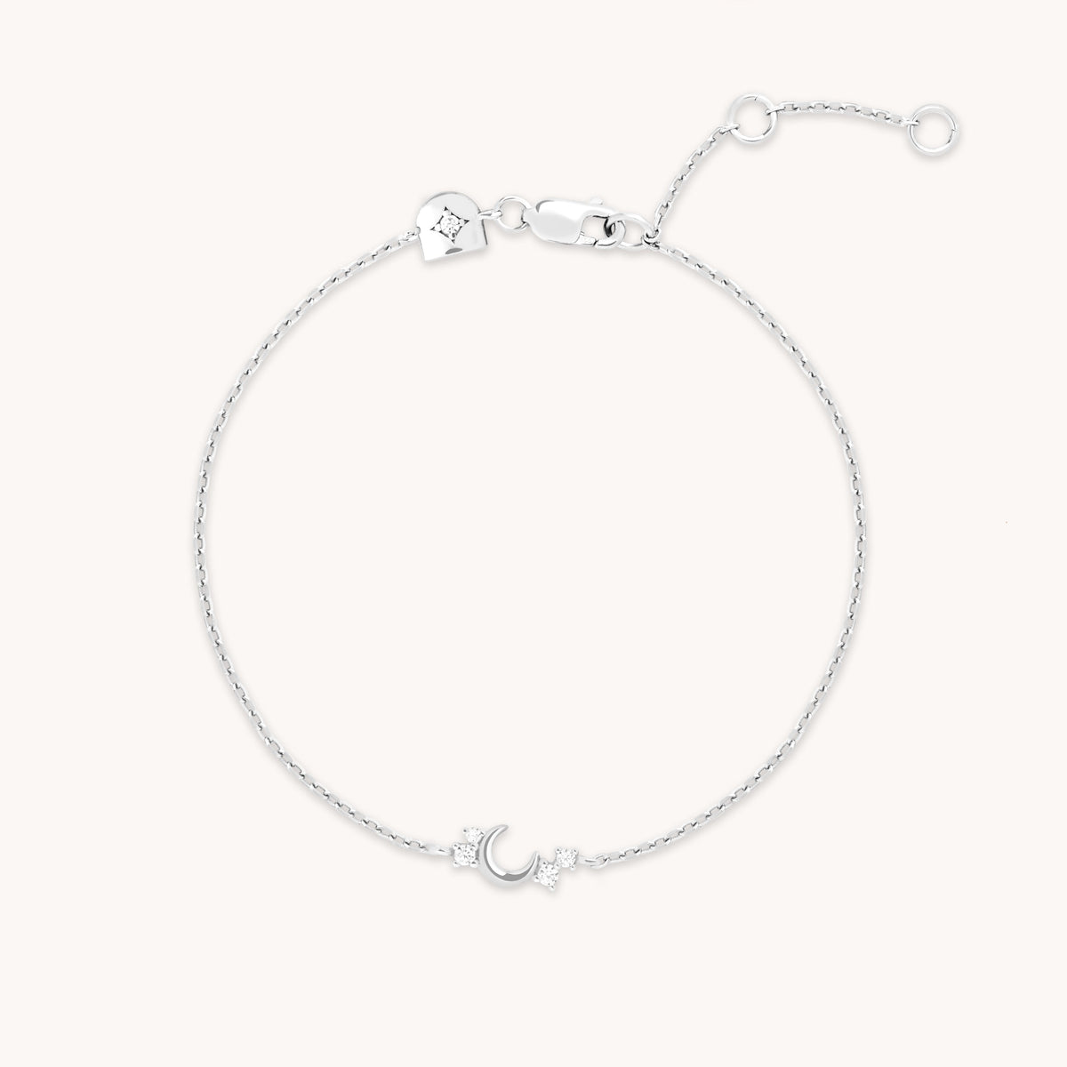 Crescent Moon Pendant Bracelet in Silver-Astrid &amp; Miyu