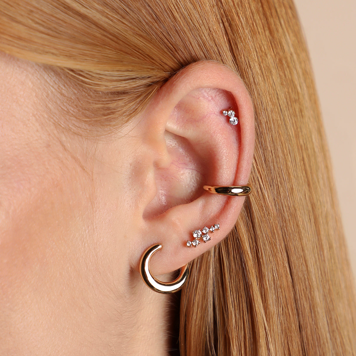 Crystal Trail Climber Studs in Gold-Astrid &amp; Miyu